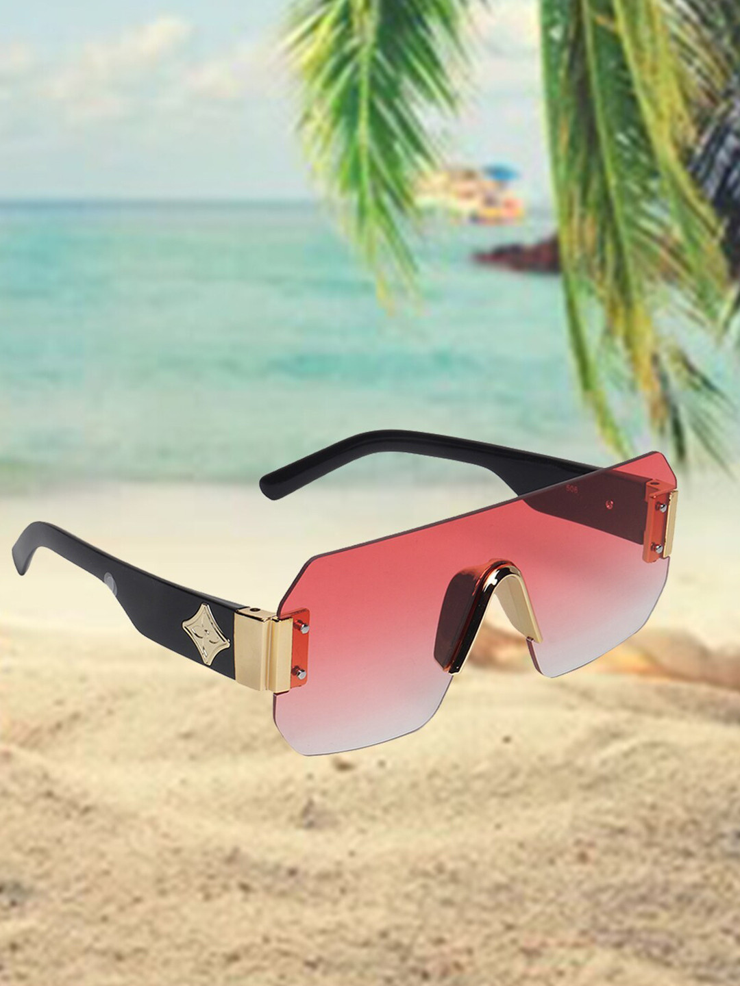 

CELEBRITY SUNGLASSES Lens & Square Sunglasses with UV Protected Lens, Red