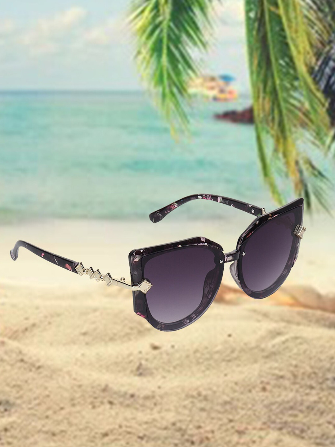 

CELEBRITY SUNGLASSES Cateye Sunglasses with UV Protected Lens CLSG-5219-09, Black