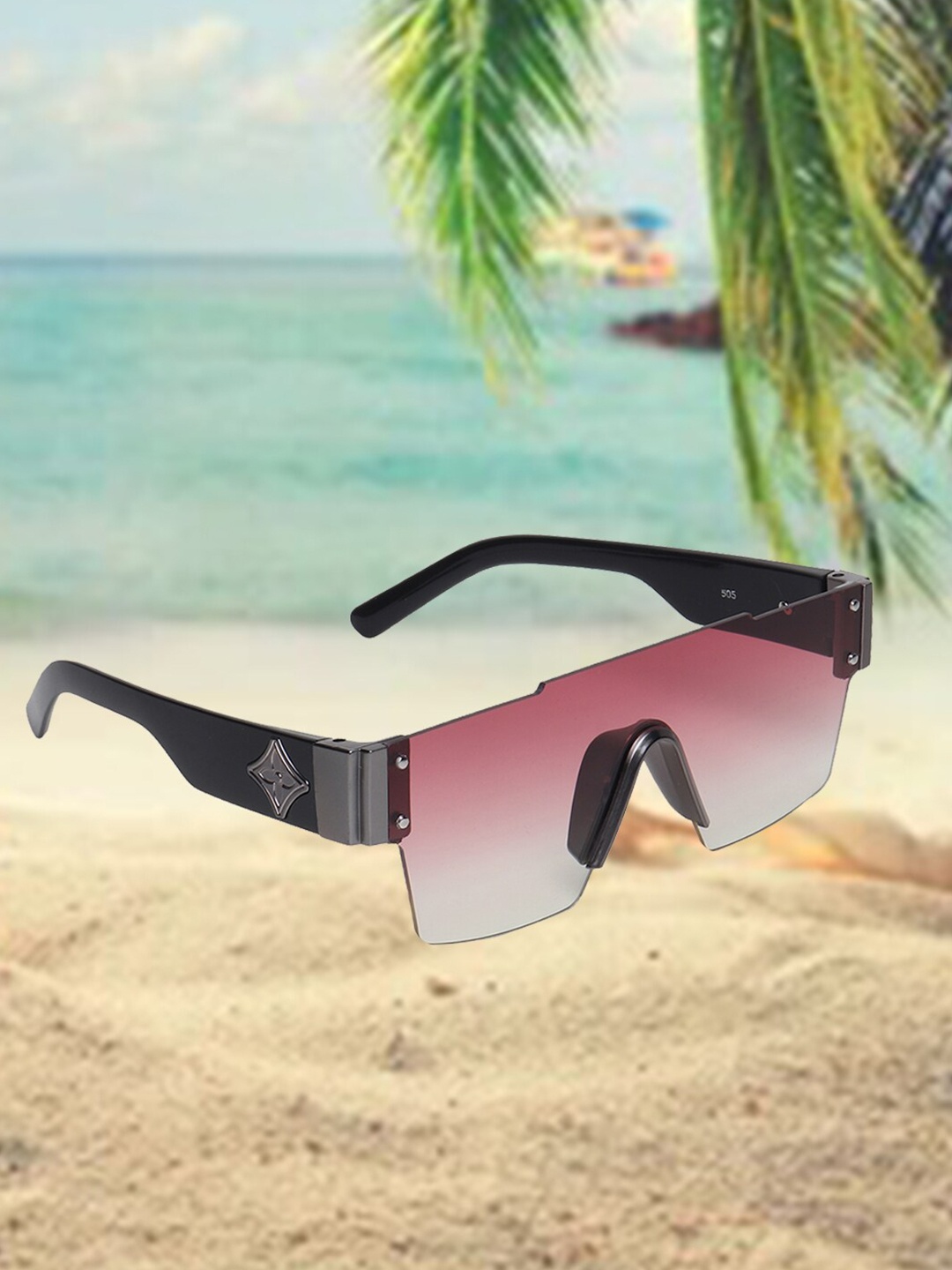

CELEBRITY SUNGLASSES Rimless Sheild Sunglasses with UV Protected Lens CLSG-505-03, Purple