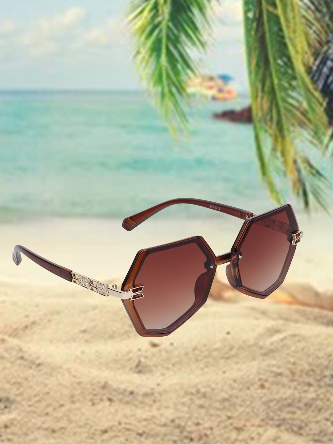 

CELEBRITY SUNGLASSES Lens & Square Sunglasses with UV Protected Lens, Brown