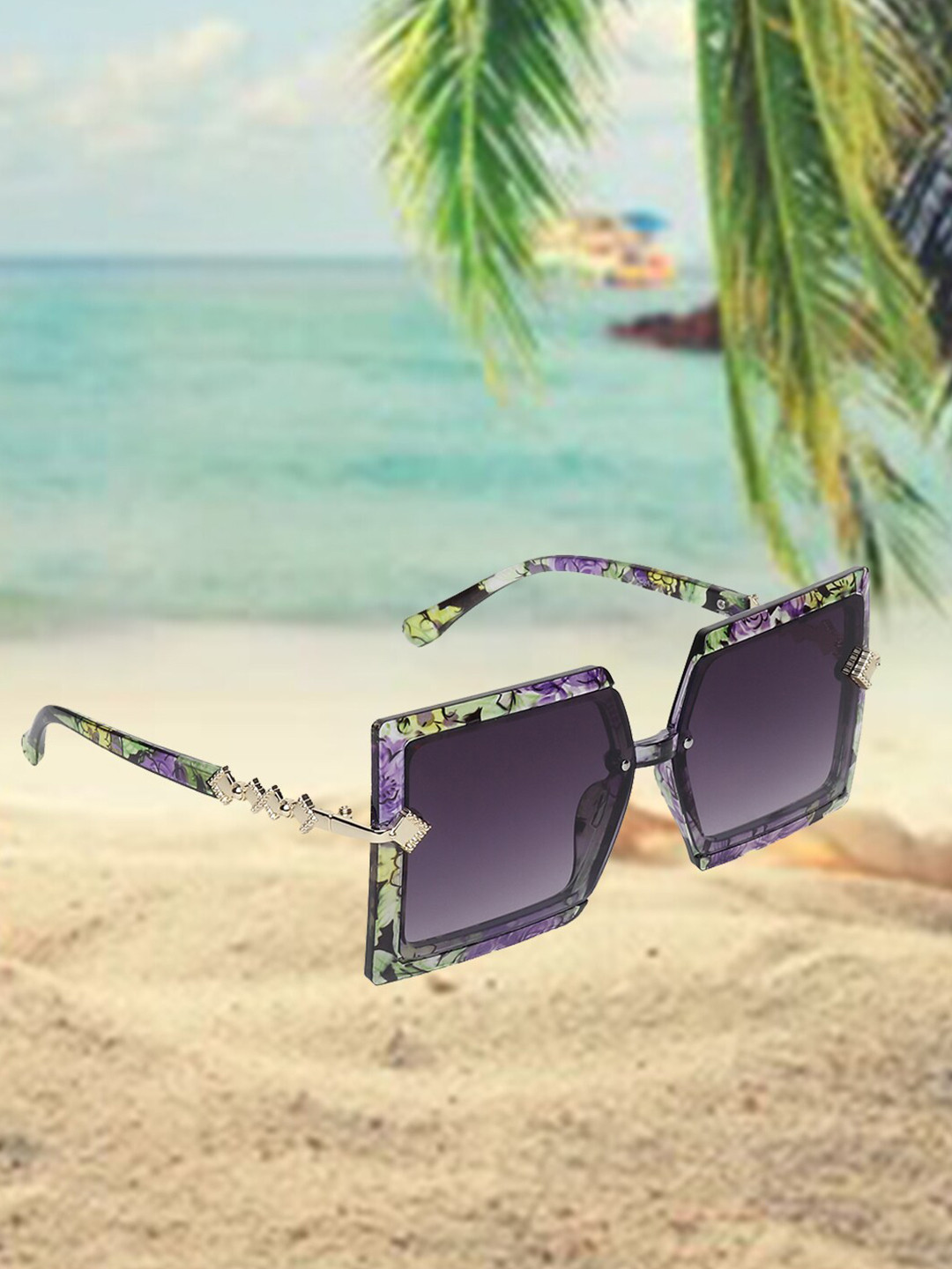 

CELEBRITY SUNGLASSES Full Rim Square Sunglasses with UV Protected Lens- CLSG-5217-04, Purple