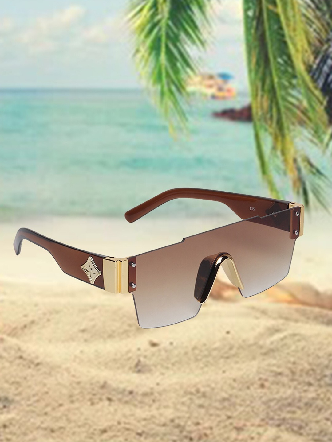 

CELEBRITY SUNGLASSES Lens & Square Sunglasses with UV Protected Lens, Brown