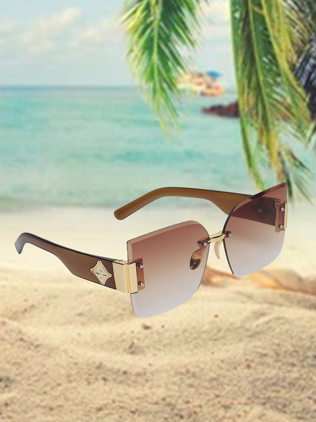 

CELEBRITY SUNGLASSES Square Sunglasses With UV Protected Lens CLSG-610-07, Brown