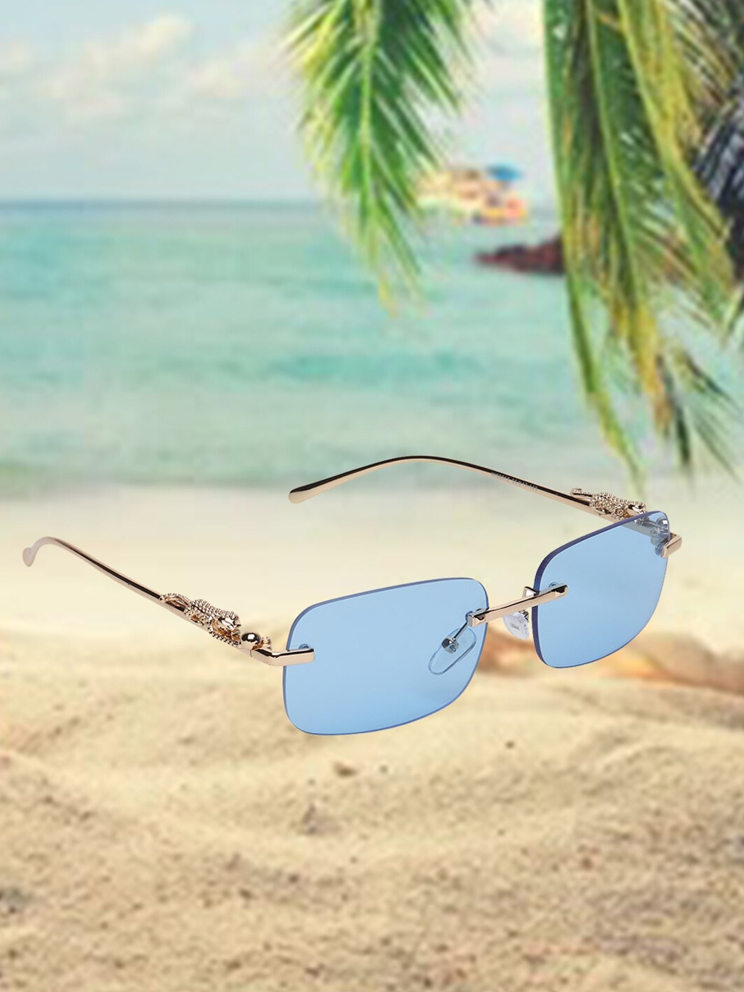 

CELEBRITY SUNGLASSES Square Sunglasses with UV Protected Lens, Gold