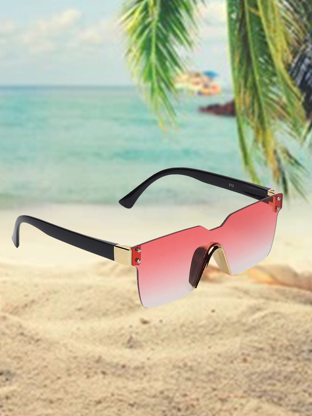 

CELEBRITY SUNGLASSES Square Sunglasses With UV Protected Lens CLSG-512-05, Red