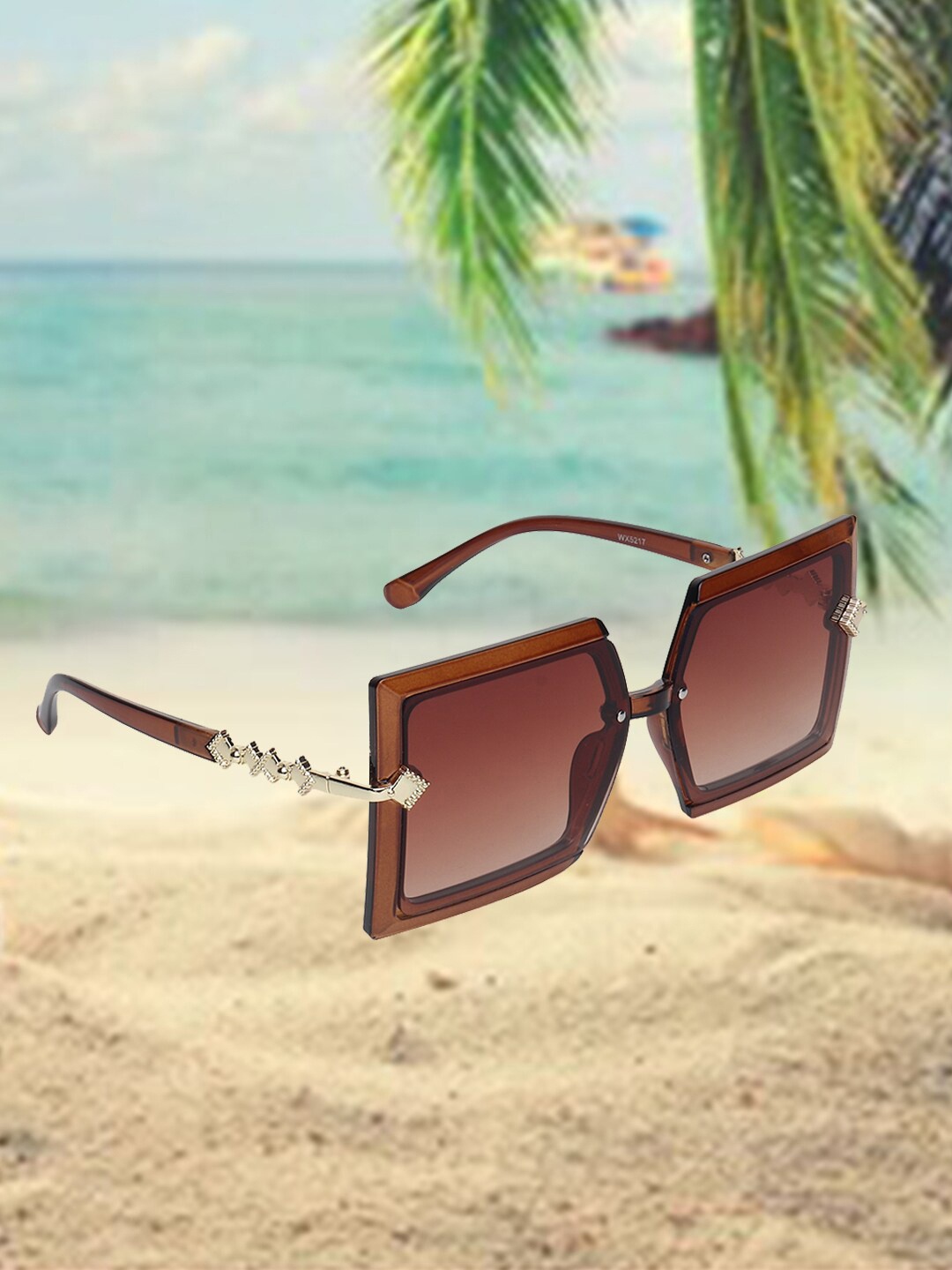 

CELEBRITY SUNGLASSES Lens & Square Sunglasses with UV Protected Lens, Brown