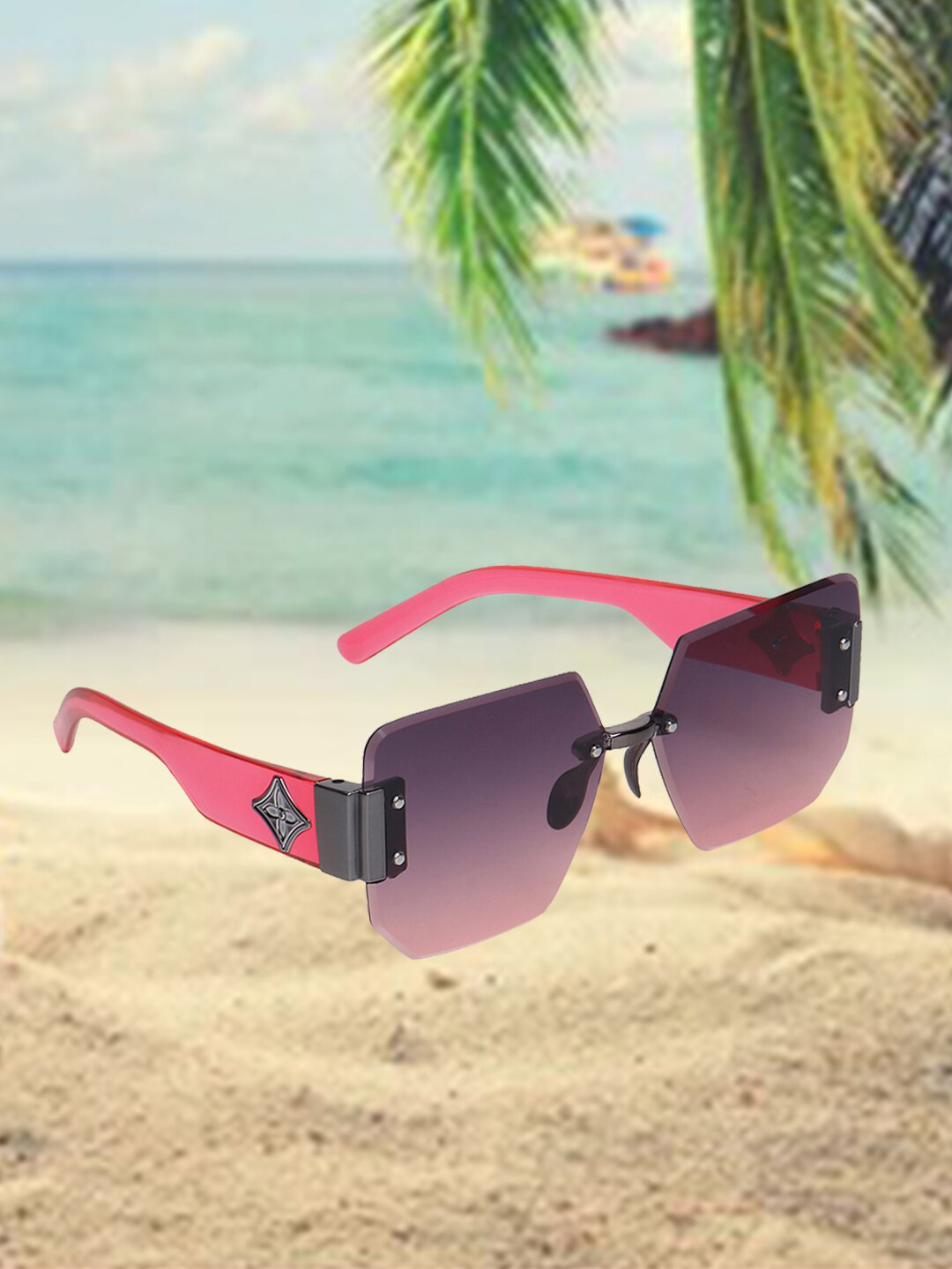

CELEBRITY SUNGLASSES Square Sunglasses with UV Protected Lens CLSG-619-07, Red