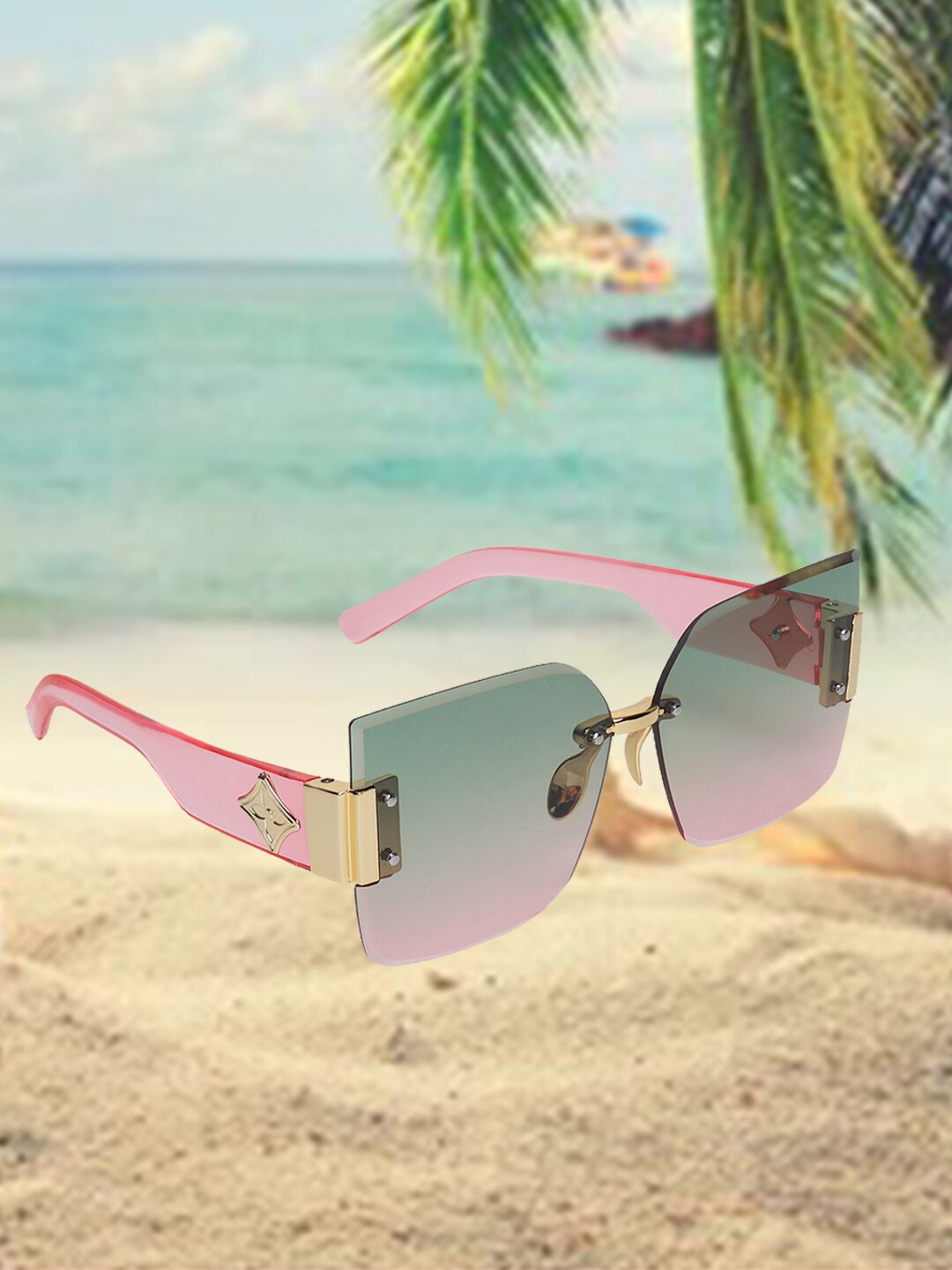 

CELEBRITY SUNGLASSES Square Sunglasses With UV Protected Lens CLSG-610-05, Pink