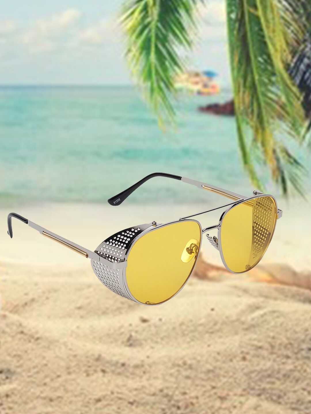 

CELEBRITY SUNGLASSES Aviator Sunglasses with UV Protected Lens, Yellow