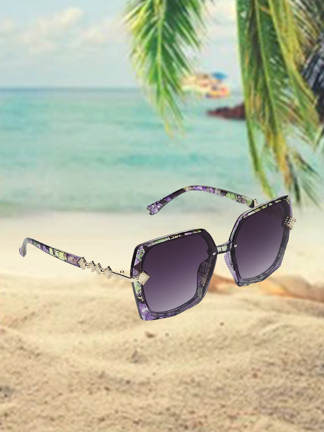 

CELEBRITY SUNGLASSES Square Sunglasses with UV Protected Lens, Purple