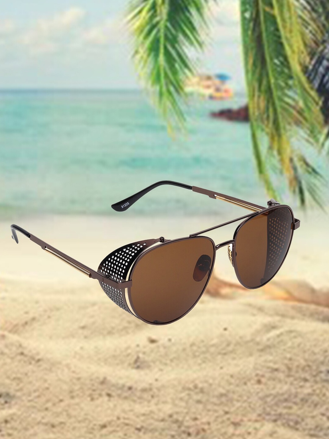

CELEBRITY SUNGLASSES Lens & Aviator Sunglasses with UV Protected Lens, Brown