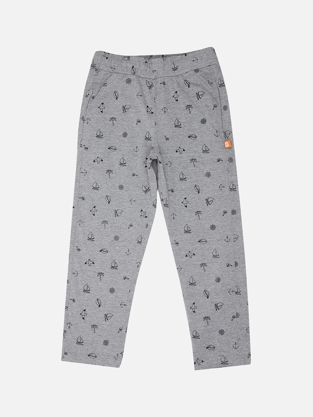 

PROTEENS Boys Mid-Rise Printed Cotton Track Pants, Grey