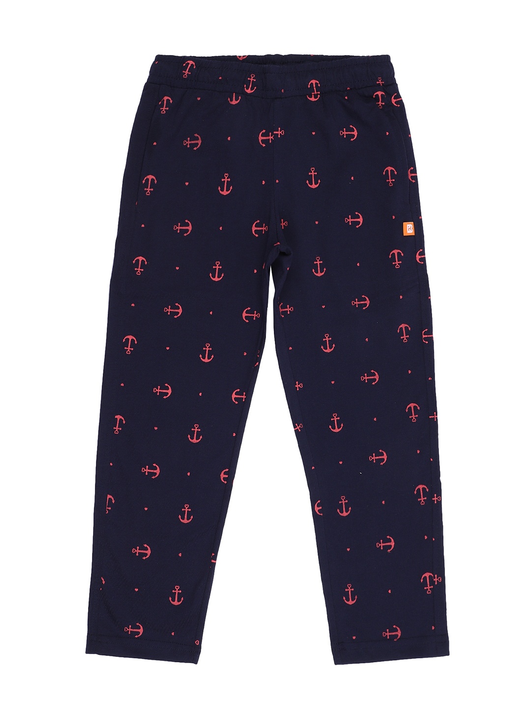 

PROTEENS Boys Mid-Rise Printed Cotton Track Pants, Navy blue