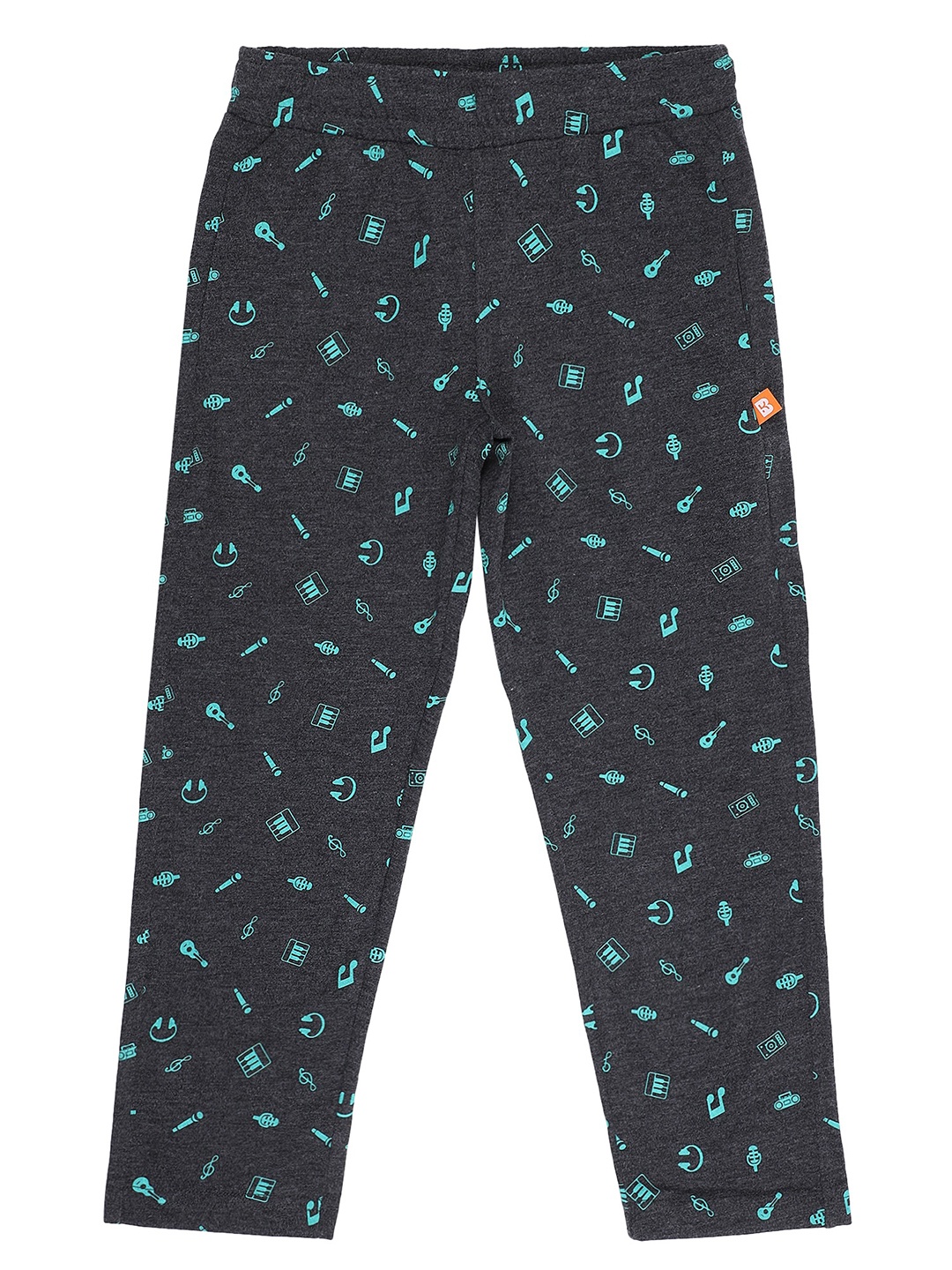 

PROTEENS Boys Printed Cotton Track Pants, Grey melange