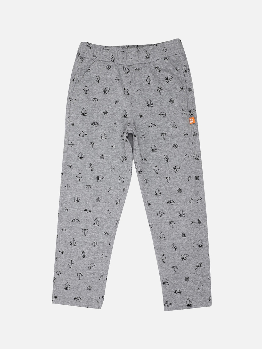 

PROTEENS Boys Printed Cotton Track Pants, Grey