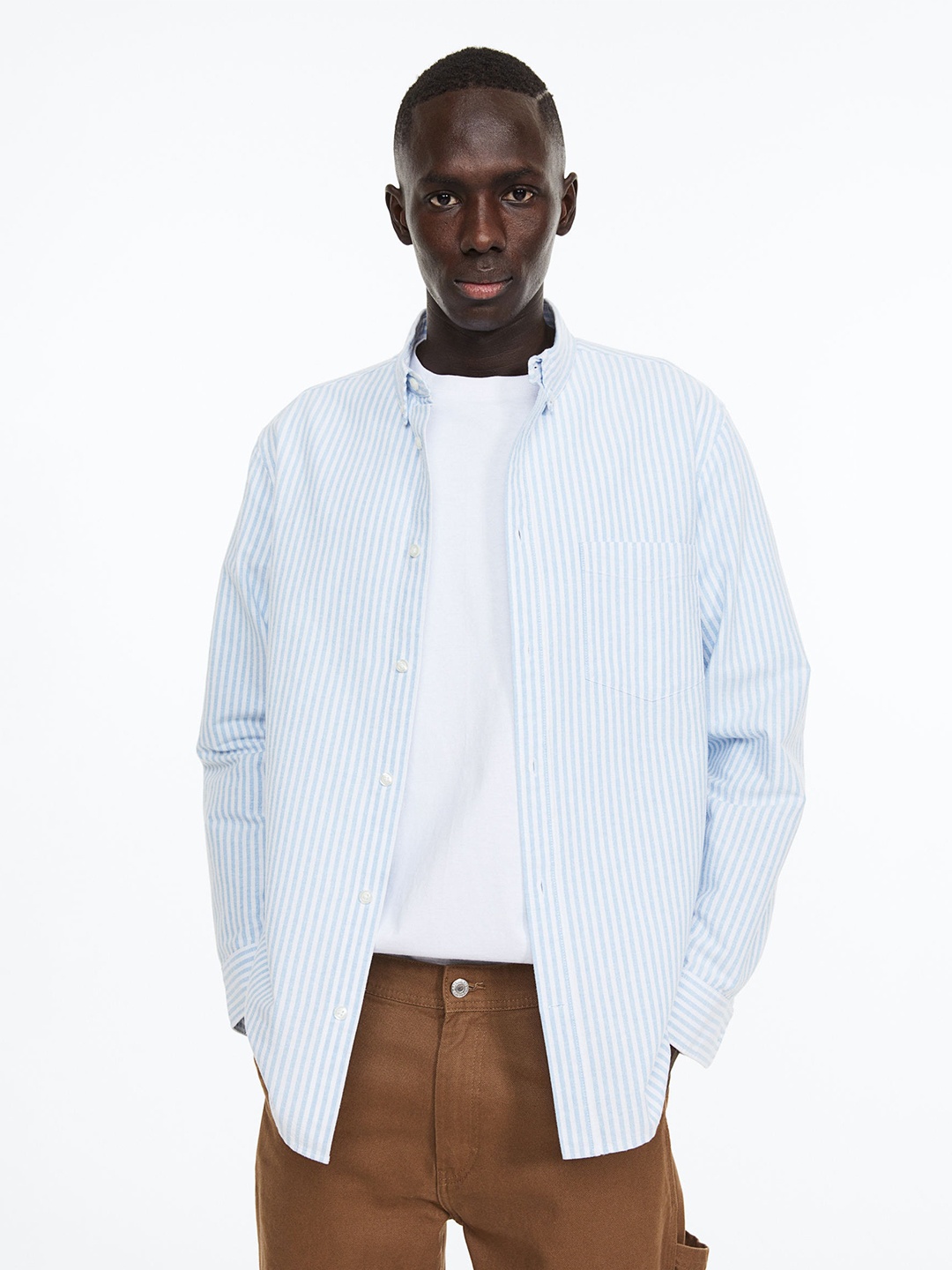 

H&M Men Regular Fit Oxford Shirt, Blue
