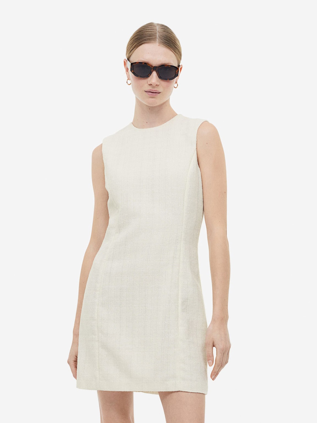 

H&M Sleeveless Boucl Dress, White