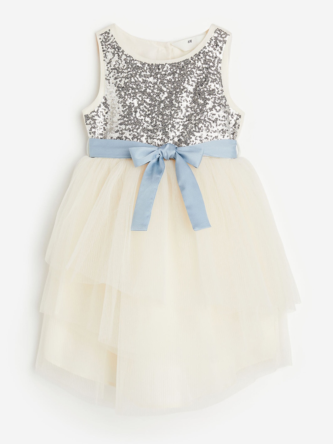 

H&M Girls Sequined Tulle Dress, Off white