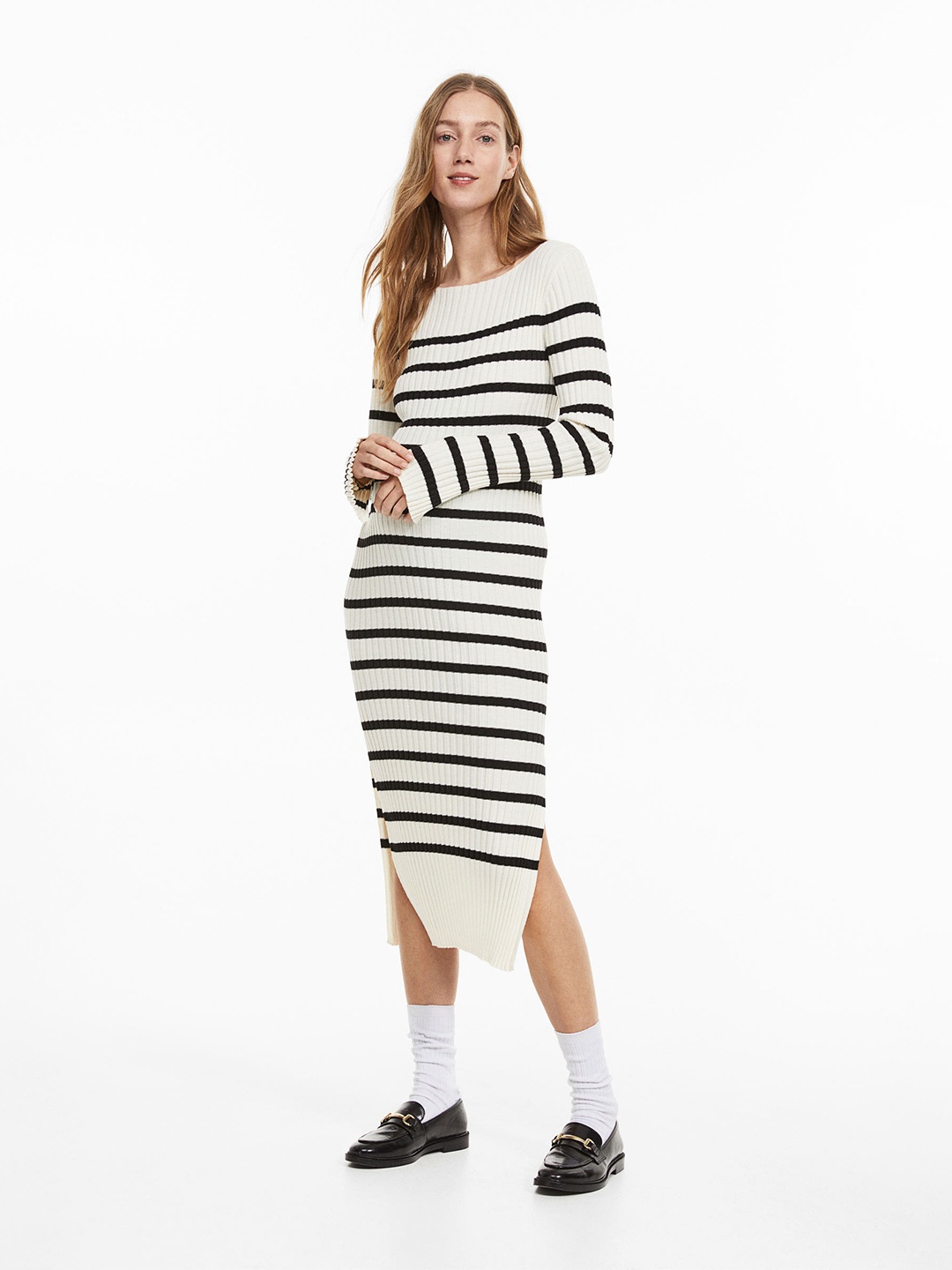 

H&M MAMA Rib-Knit Dress, White