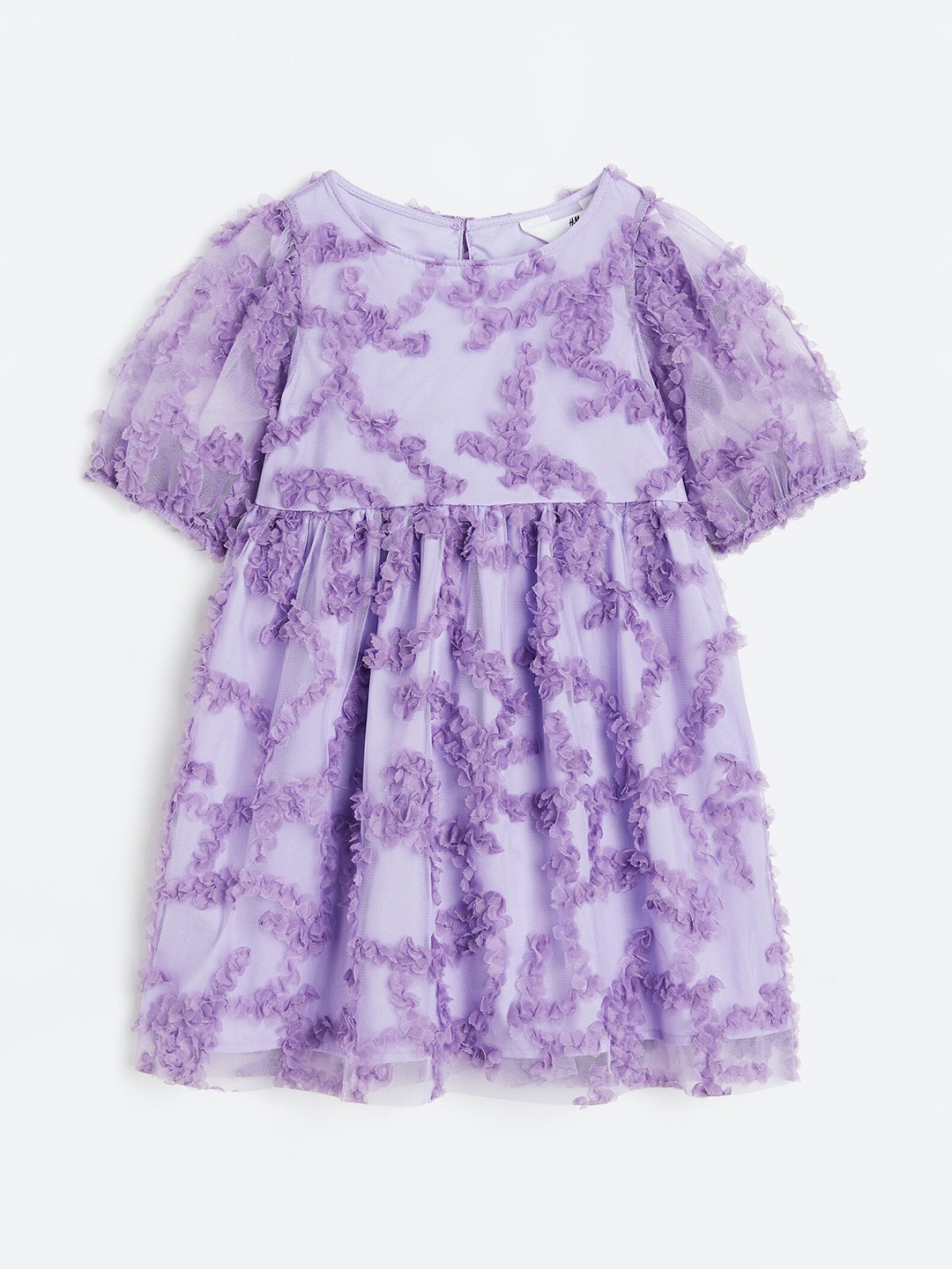 

H&M Girls Puff-Sleeved Tulle Dress, Purple