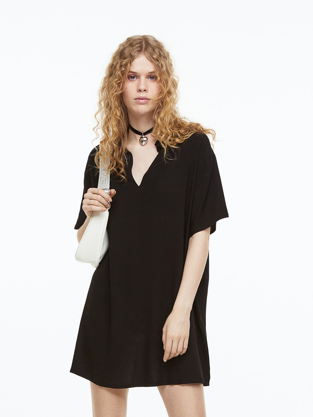 

H&M Women Popover Shirt Dress, Black