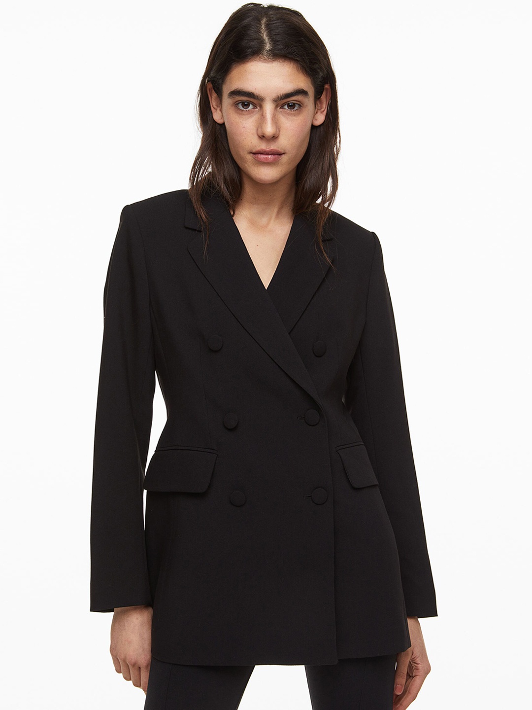 

H&M Women Double-Breasted Blazer, Black