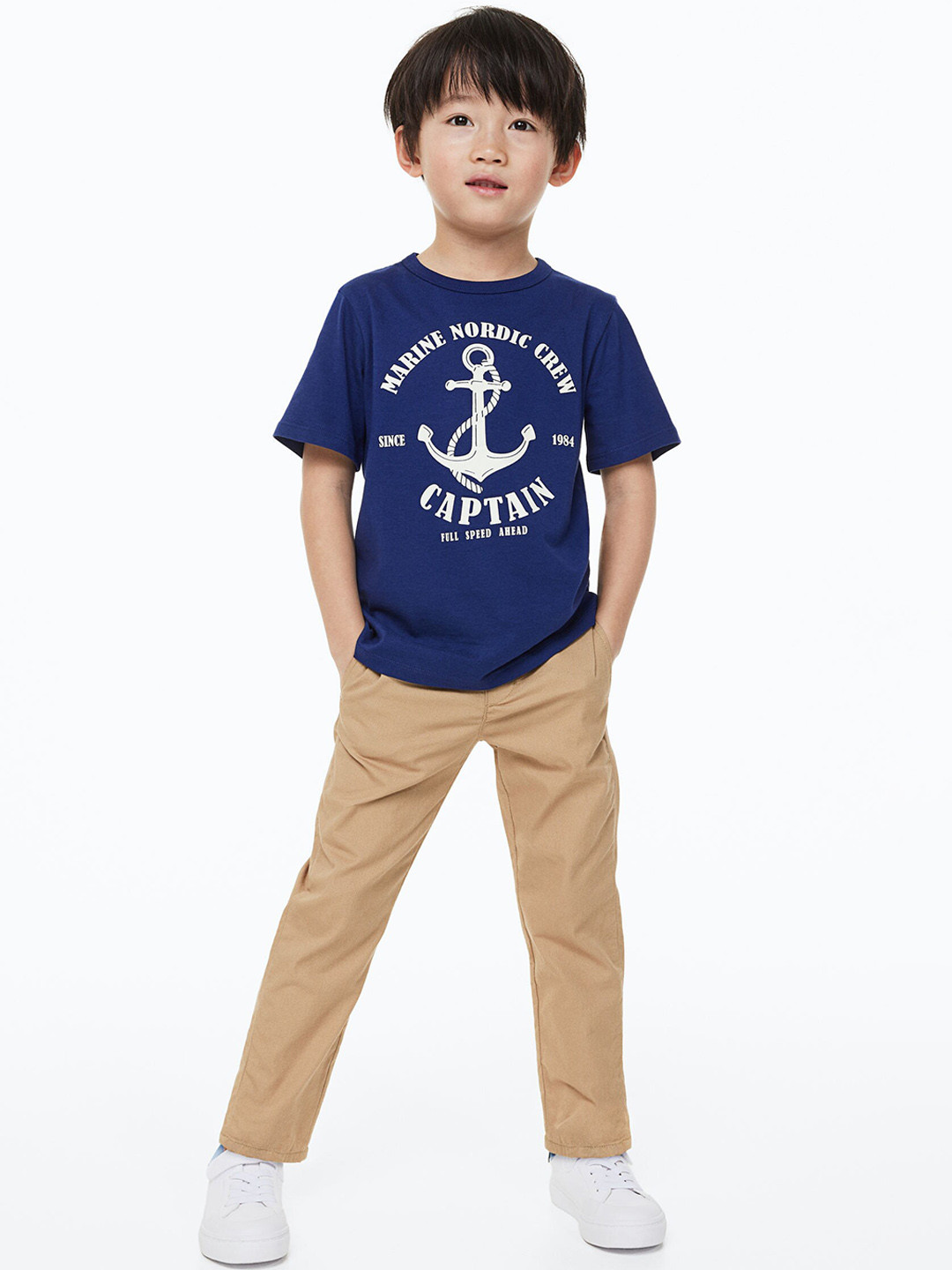 

H&M Boys Relaxed Fit Cotton Chinos, Beige
