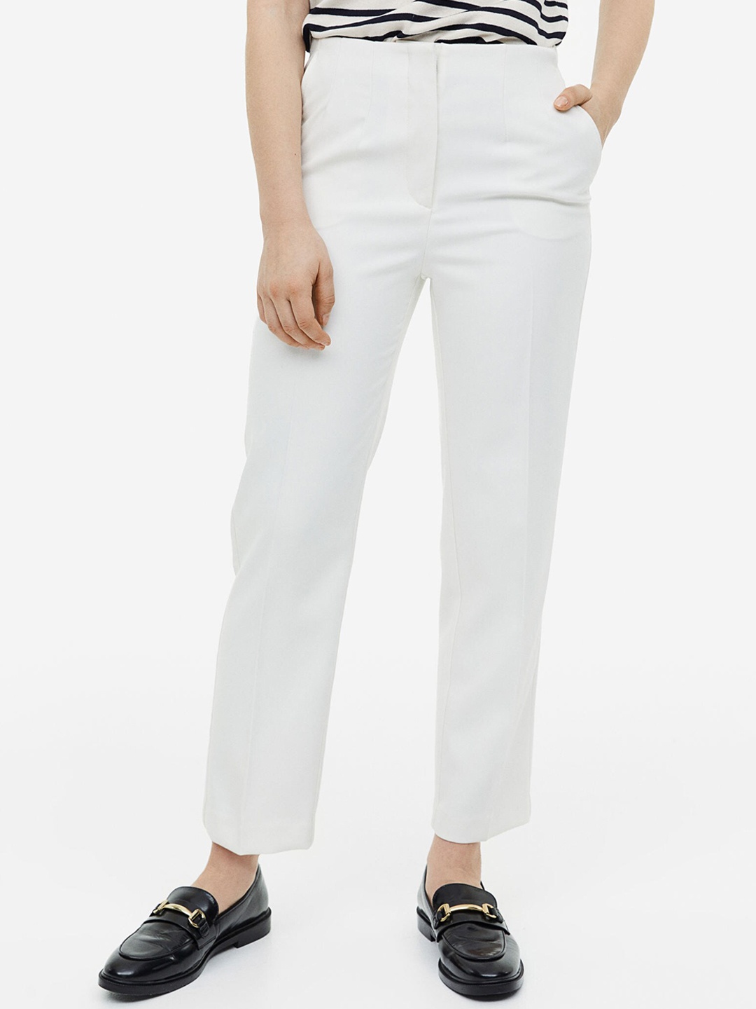 

H&M Women Tapered Trousers, White
