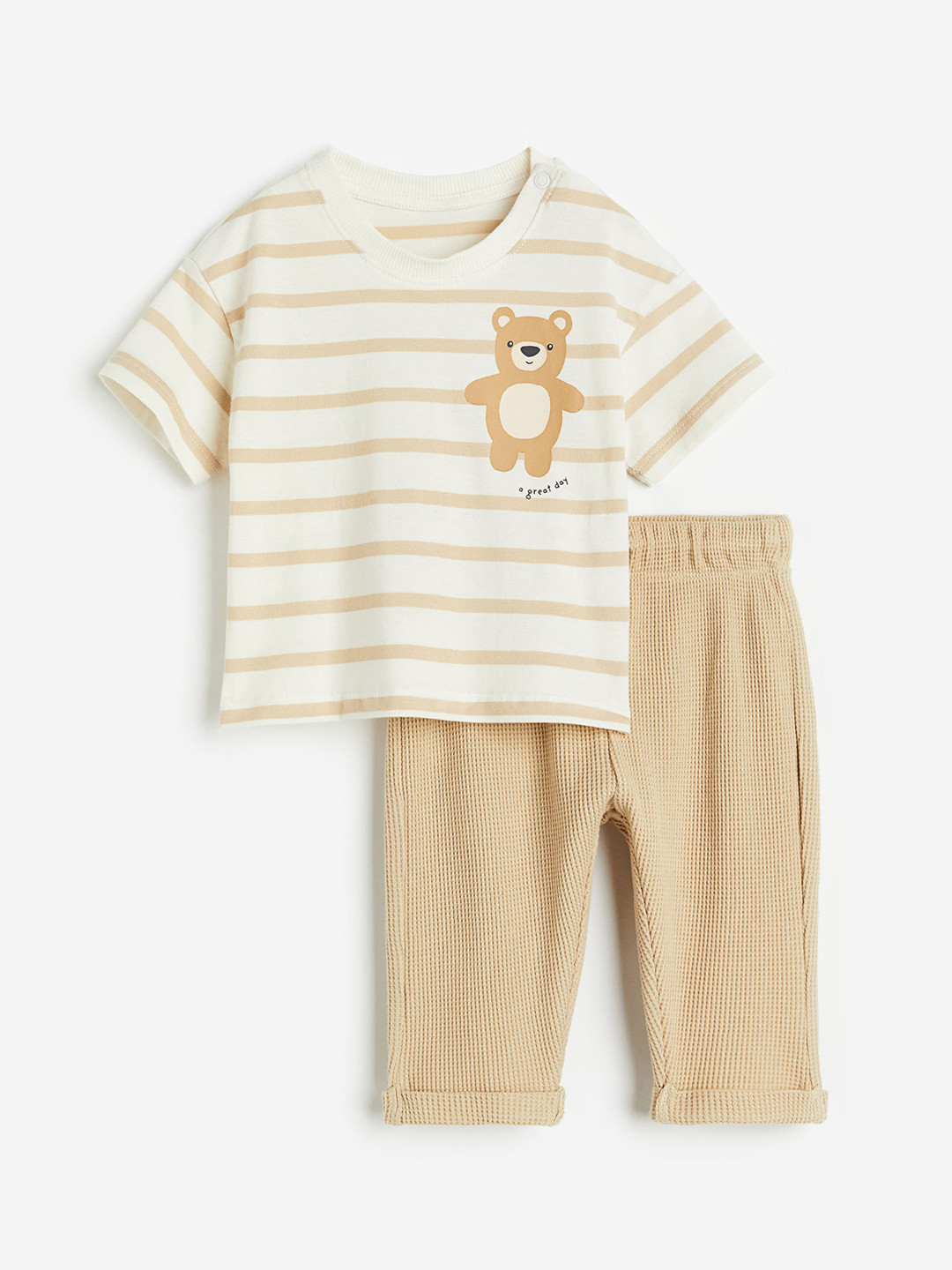 

H&M Boys 2-piece Cotton Jersey Set, Beige