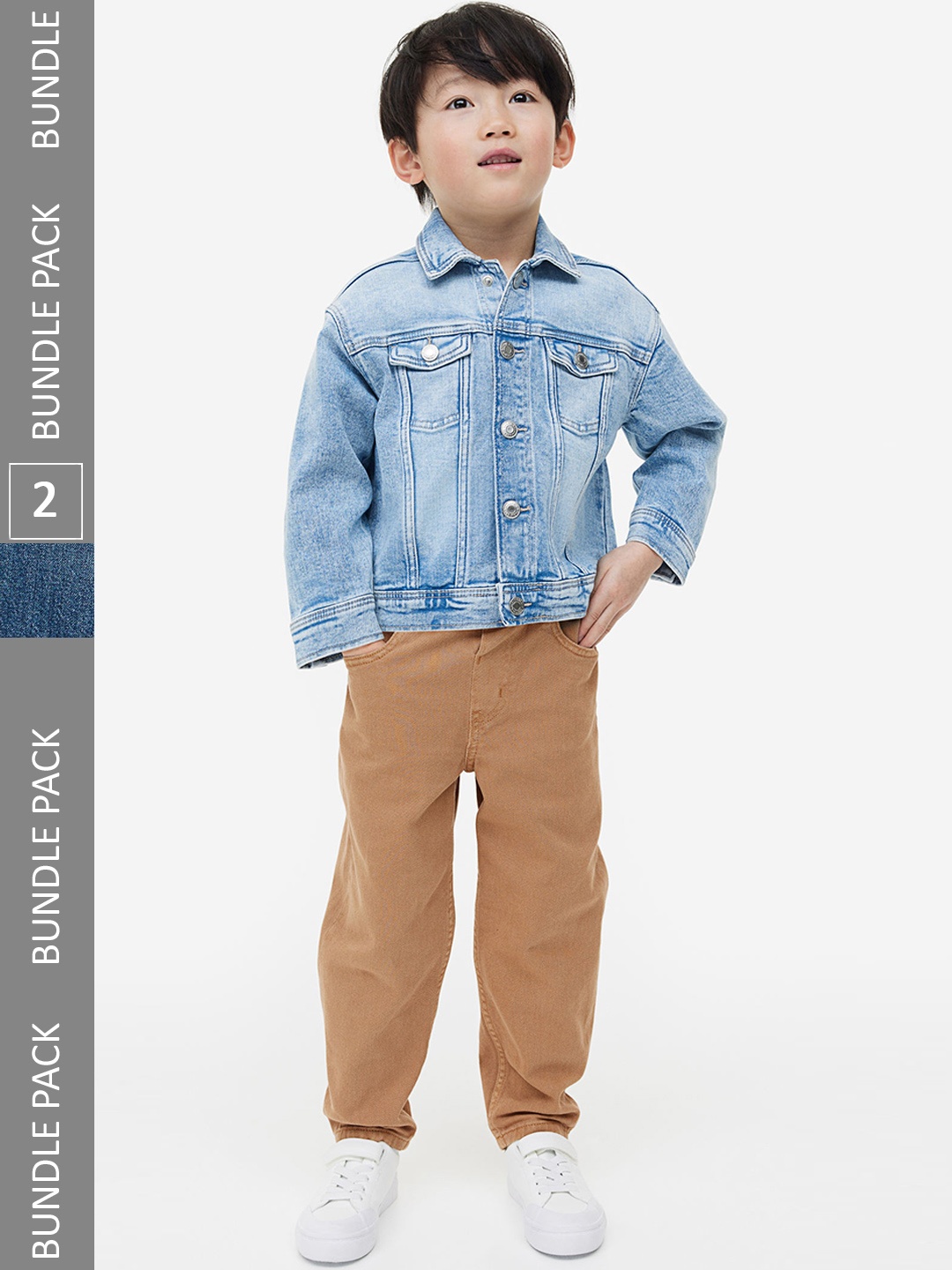 

H&M Boys 2-Pack Loose Fit Twill Trousers, Beige