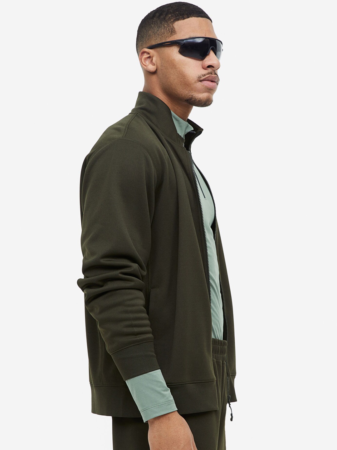 

H&M Men DryMove Track Jacket, Olive