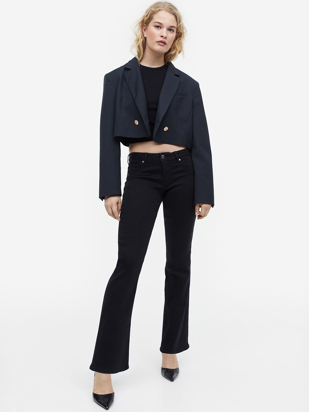 

H&M Women Flare Low Jeans, Black