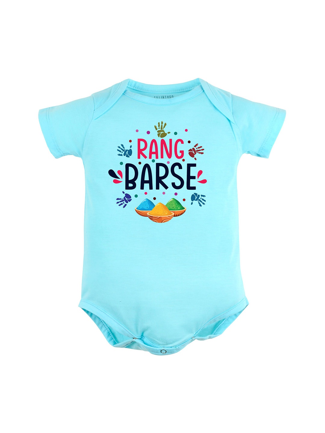

FFLIRTYGO Infant Kids Printed Pure Cotton Bodysuit, Turquoise blue