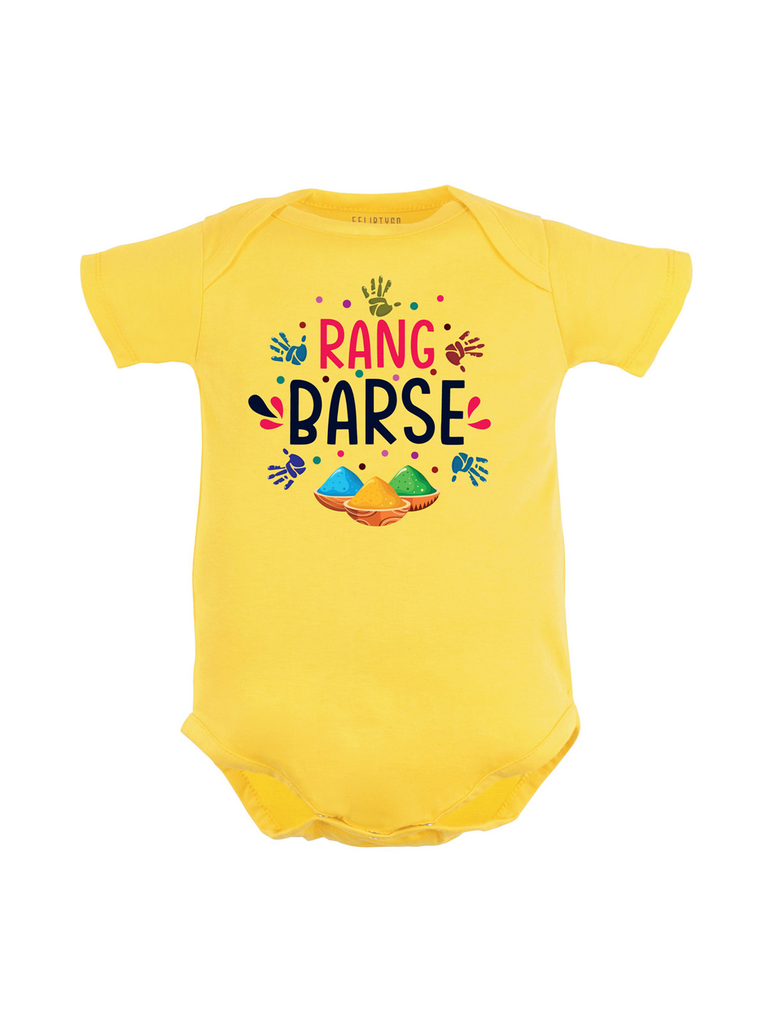 

FFLIRTYGO Infants Typography Printed Pure Cotton Bodysuit, Yellow