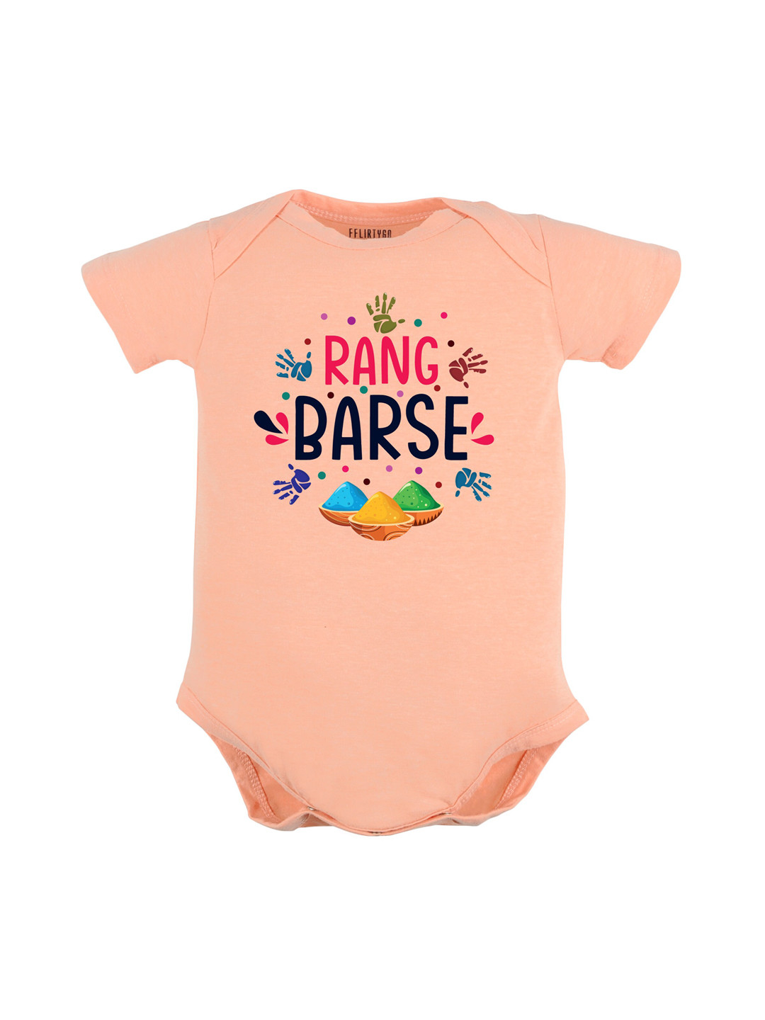 

FFLIRTYGO Infants Typography Printed Pure Cotton Bodysuit, Peach