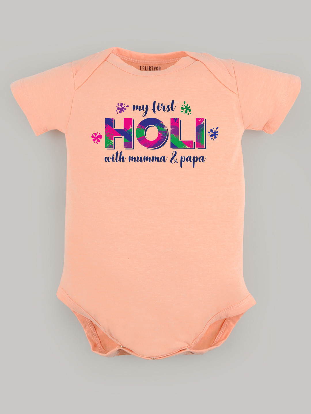 

FFLIRTYGO IInfants Typography Printed Pure Cotton Bodysuit, Peach