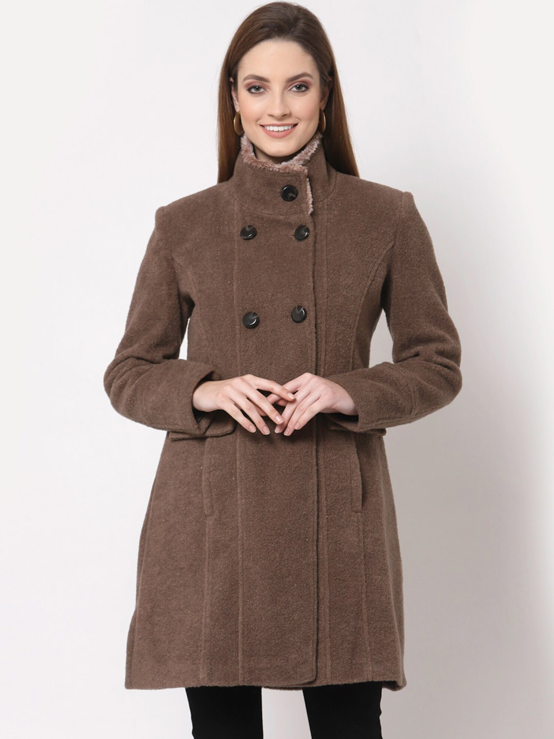 

Juelle Women Double-Breasted Longline Slim-Fit Over Coats, Brown