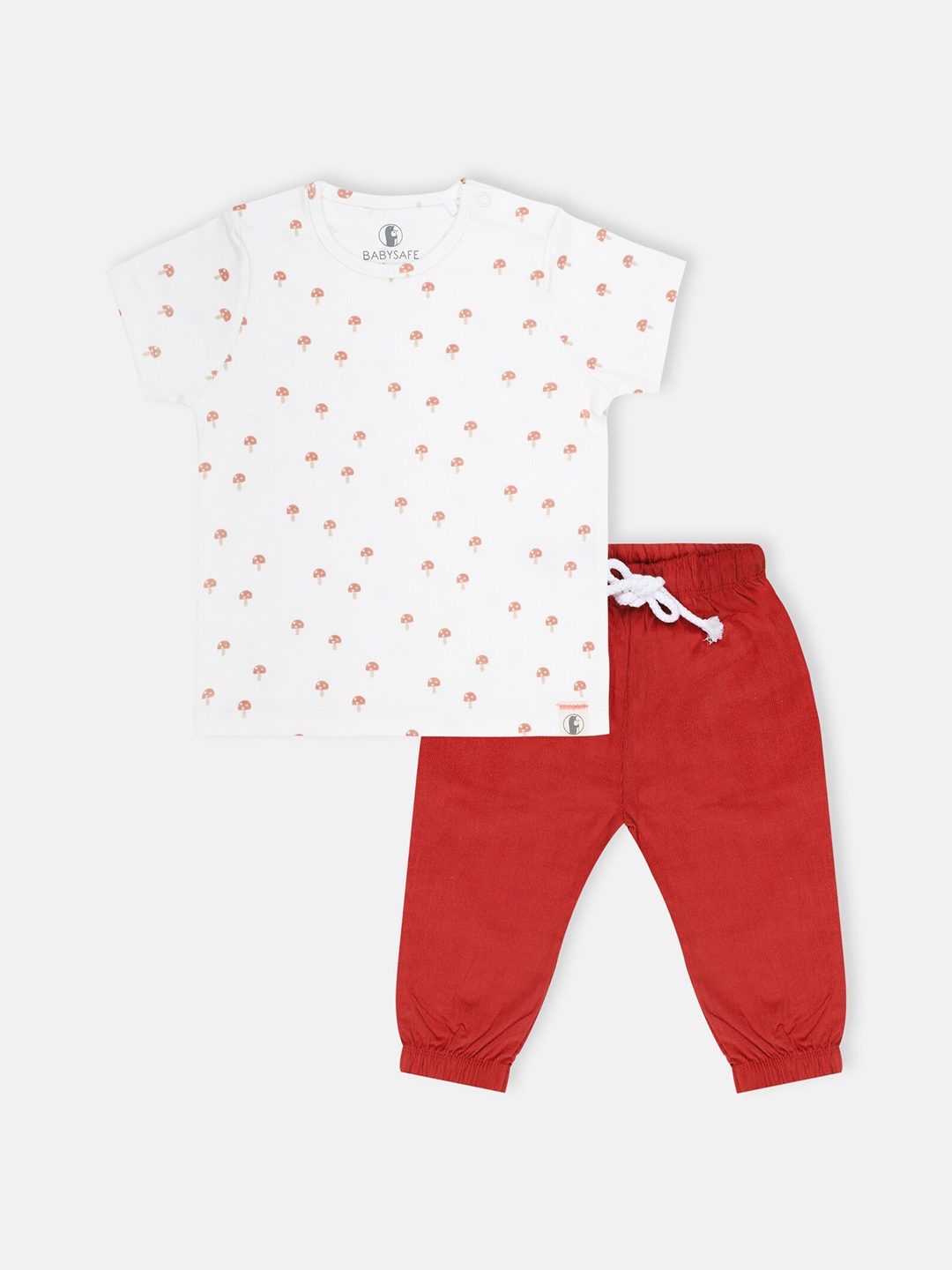 

Babysafe Infant Boys Printed Pure Cotton T-shirt with Joggers, Grey