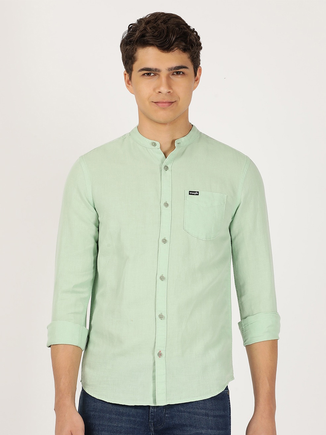 

Wrangler Men Slim Fit Casual Cotton Shirt, Green