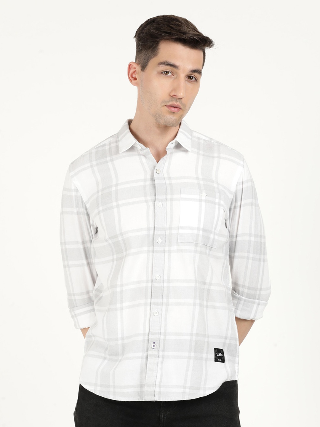 

Wrangler Men Tartan Checks Cotton Casual Shirt, White