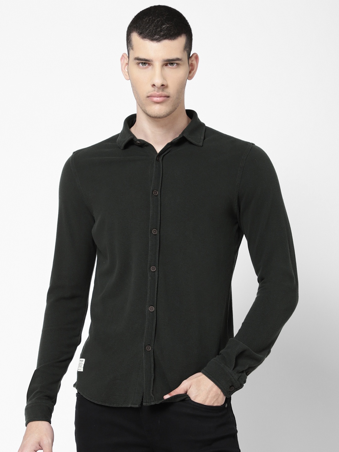 Wrangler Men Slim Fit Cotton Casual Shirt, Green