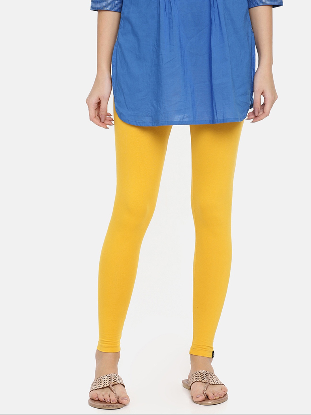 

TWIN BIRDS Women Solid Super Stretch Cotton Ankle Length Leggings, Yellow