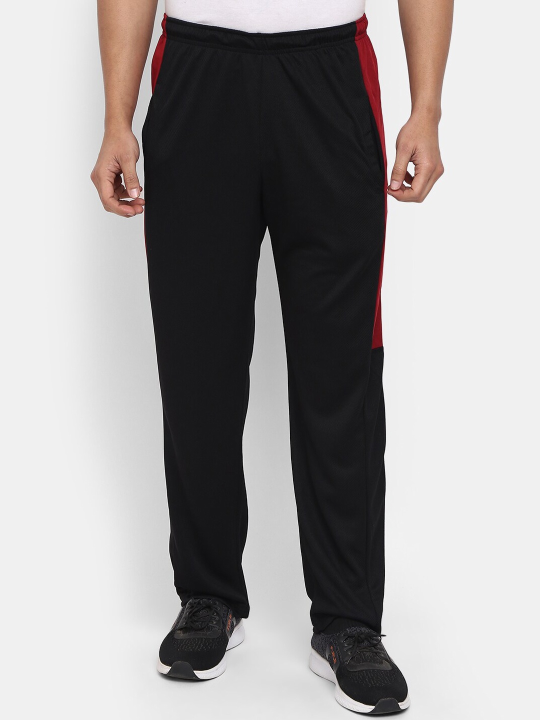 V-Mart Men Colourblocked Track Pants, Black