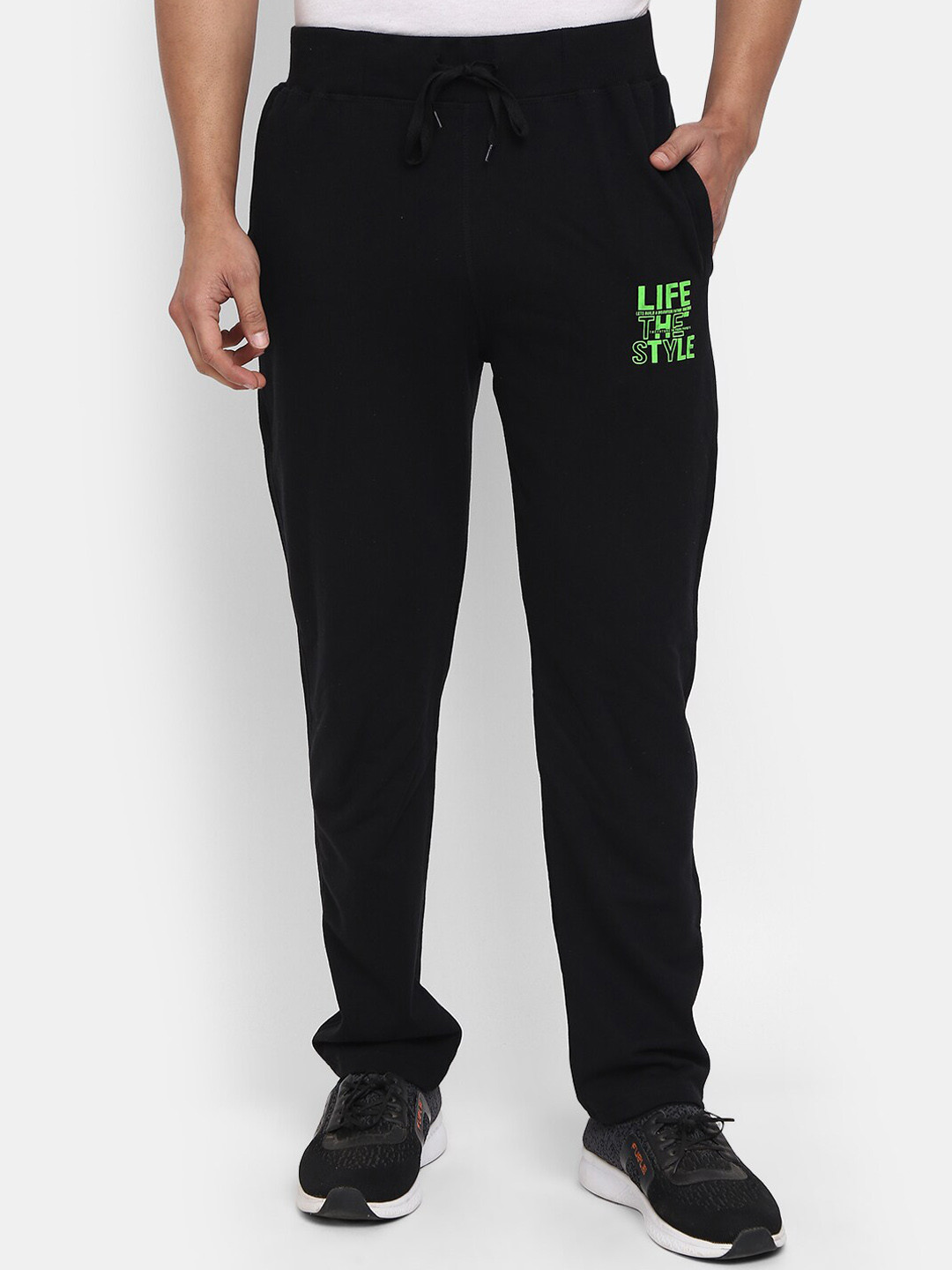

V-Mart Men Cotton Track Pants, Black