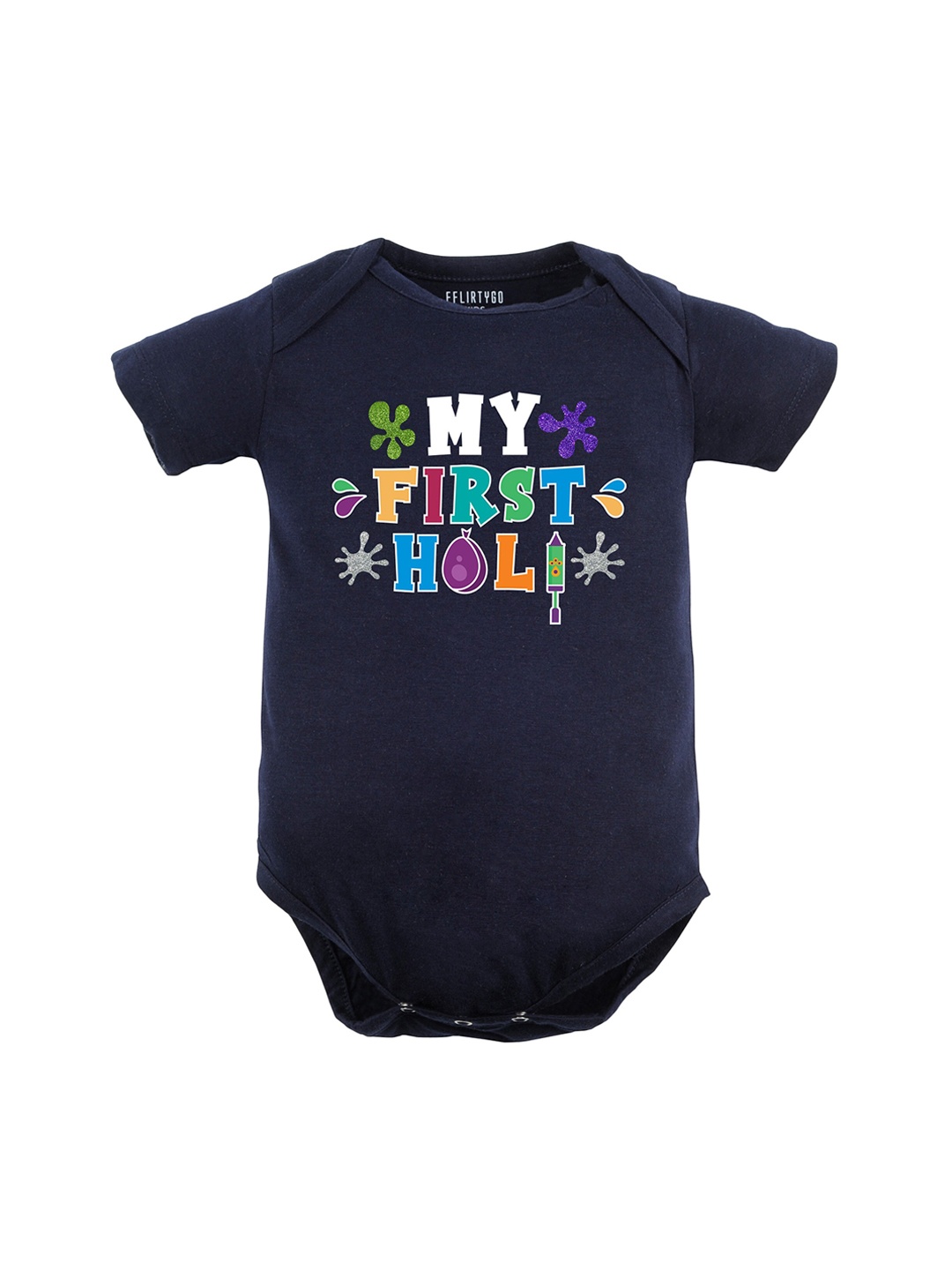 

FFLIRTYGO Kids Printed Pure Cotton Romper, Navy blue