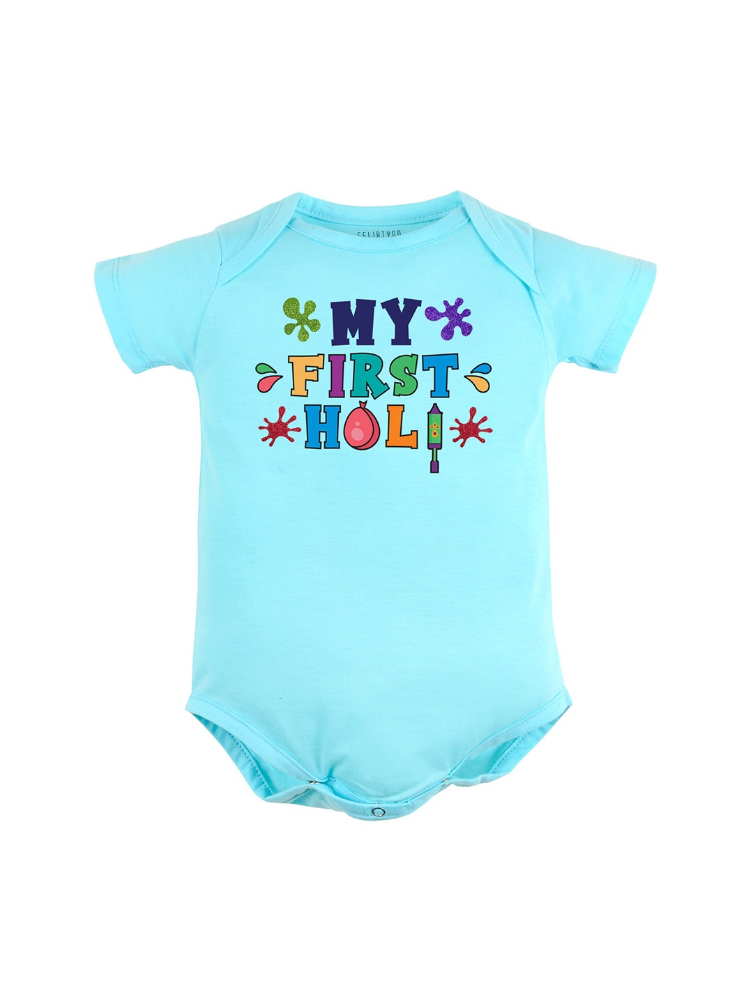 

FFLIRTYGO Kids Printed Pure Cotton Romper, Turquoise blue