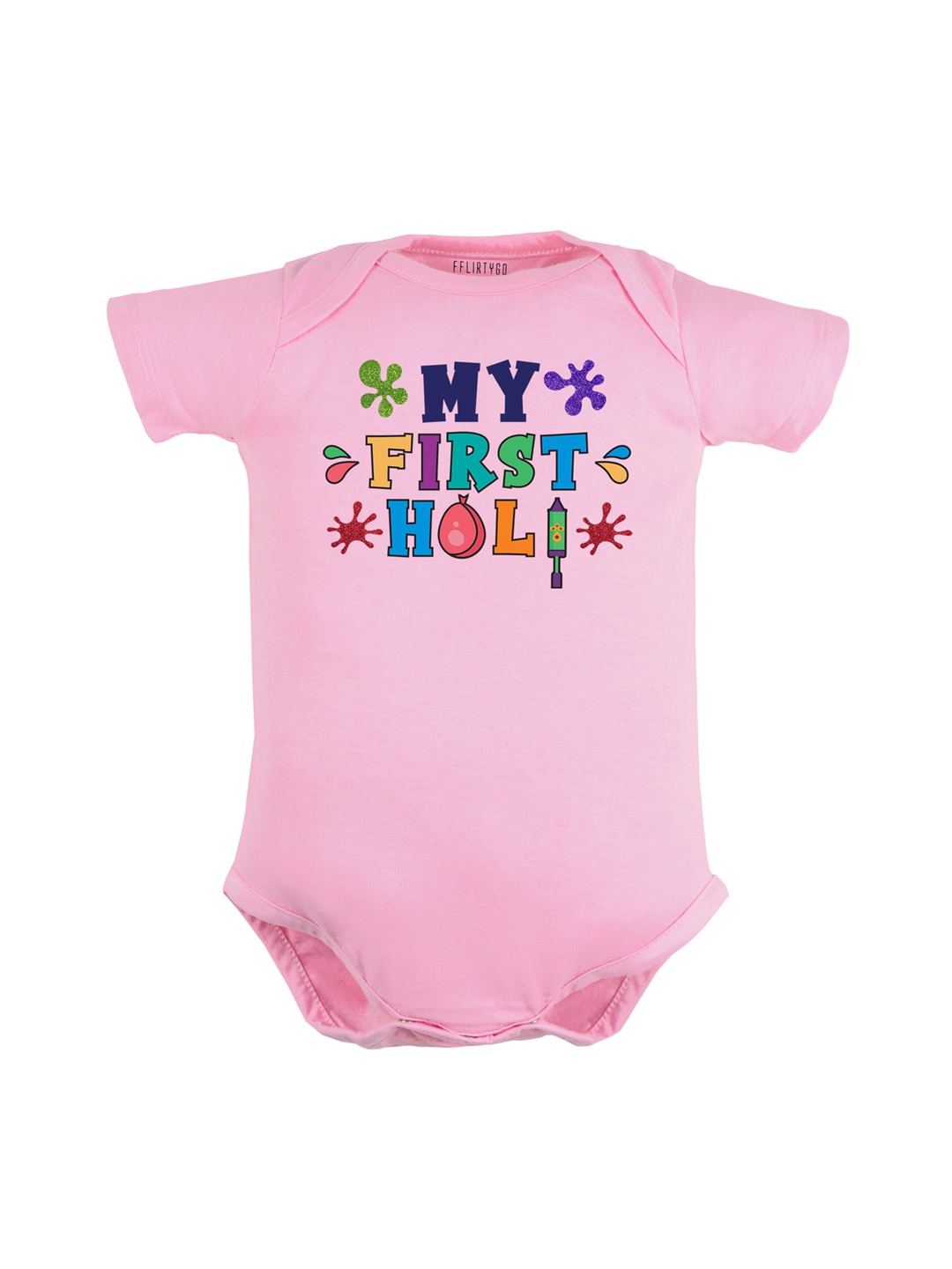 

FFLIRTYGO Infants Holi Printed Pure Cotton Bodysuit, Pink