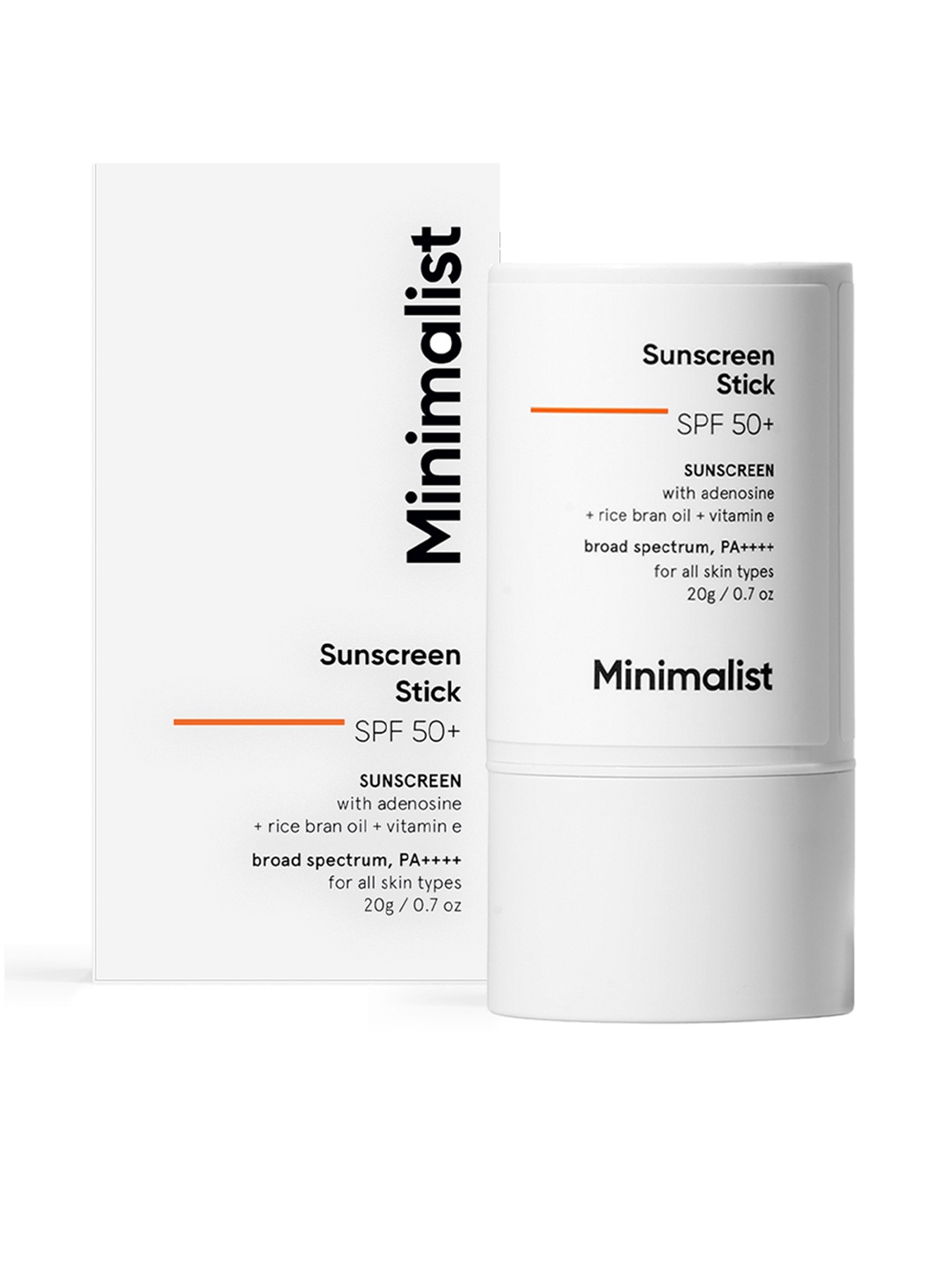 

Minimalist SPF50 Sunscreen Stick Broad Spectrum PA++++ with Adenosine & Rice Bran Oil- 20g, White