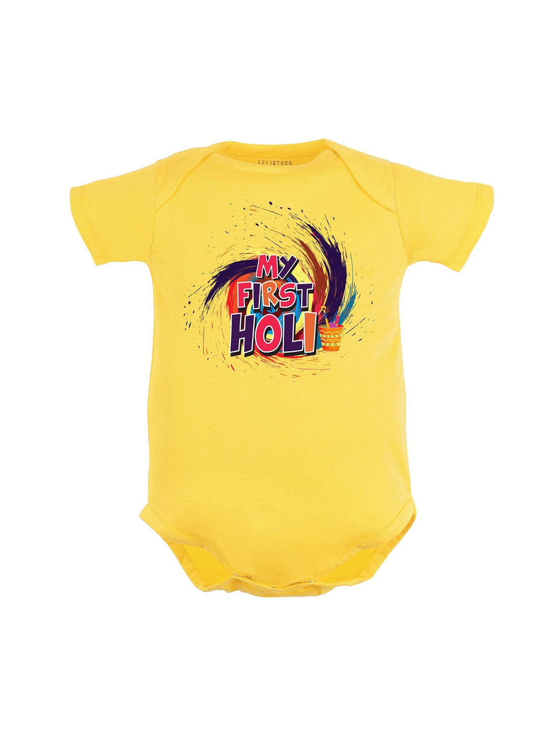 

FFLIRTYGO Infants Kids Printed Pure Cotton Romper, Yellow