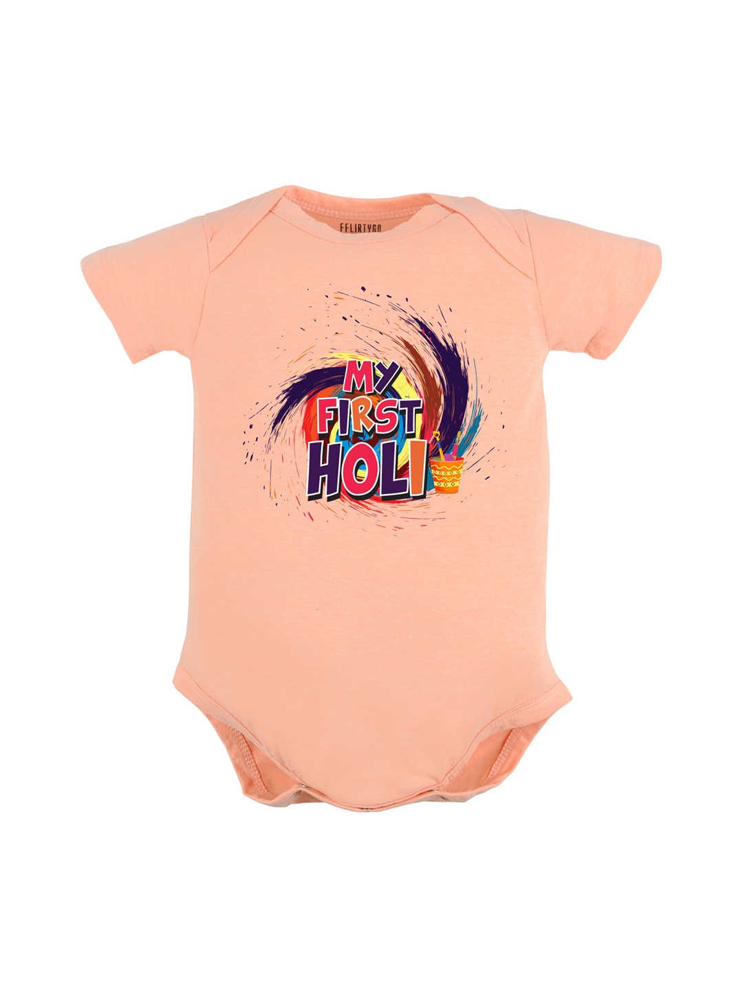 

FFLIRTYGO Infants Kids Printed Pure Cotton Romper, Peach